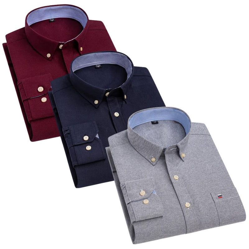 Kit Camisa Oxford Masculina de Manga Comprida [Pague 1 Leve 3]
