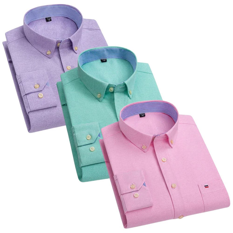 Kit Camisa Oxford Masculina de Manga Comprida [Pague 1 Leve 3]