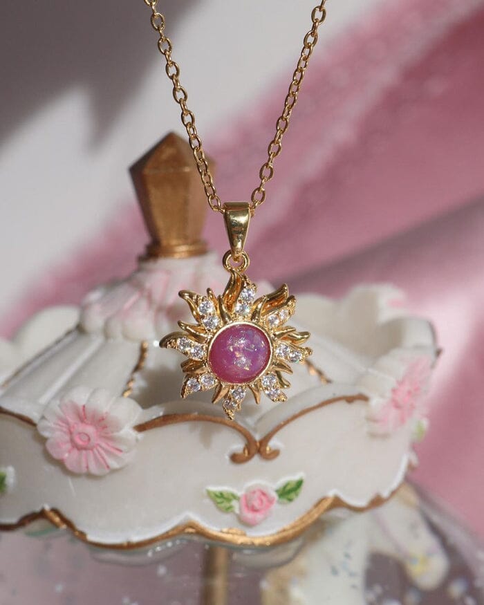 Colar Rapunzel Sol Giratório | Ouro 18k e Zircônia
