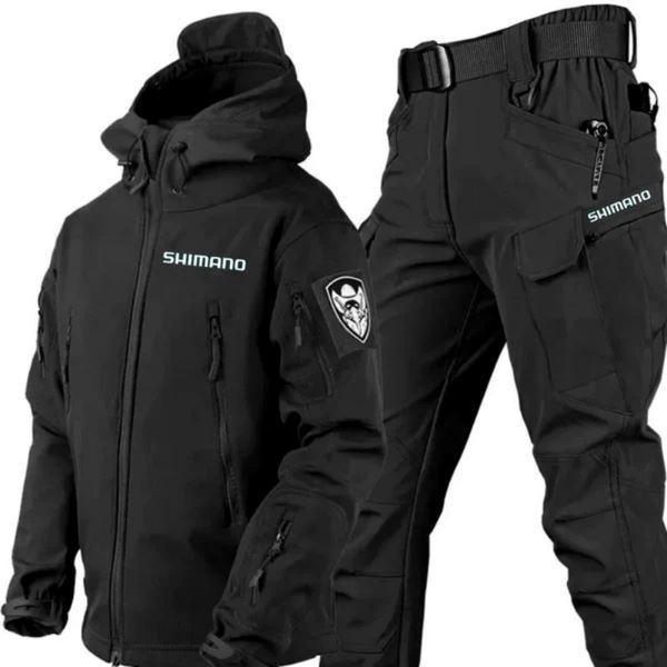 Conjunto Shimano Impermeável Militar com Proteção UV + Calça de Pesca Tática
