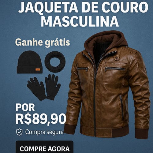 Jaqueta Masculina de Couro – Jones Dutton + Brinde Kit Frio