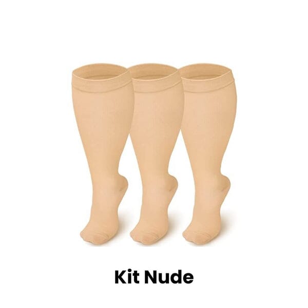 Meias de Compressão ConfortLife Plus Size (Kit 3 Pares)